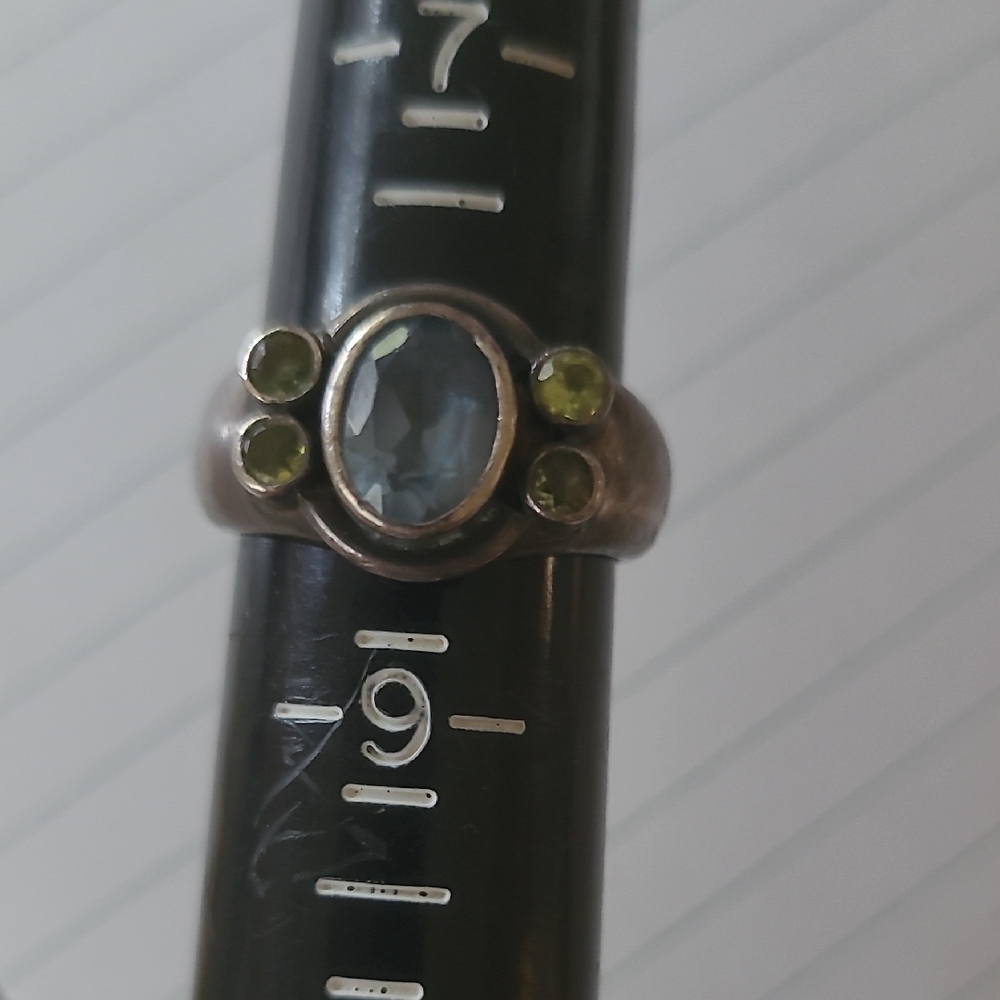 Sterling Silver and Blue & Green Gemstone Ring